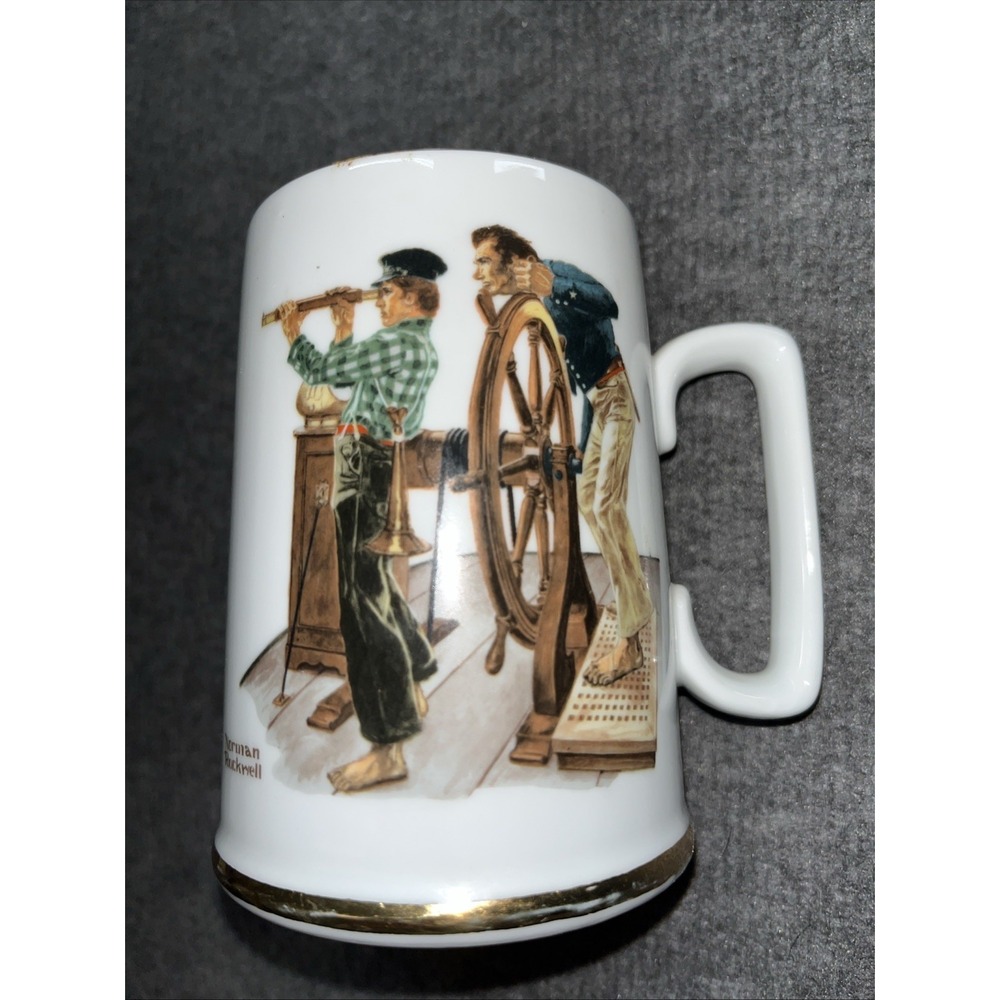1985 Norman Rockwell Museum collectible mug River Pilot porcelain cup mug